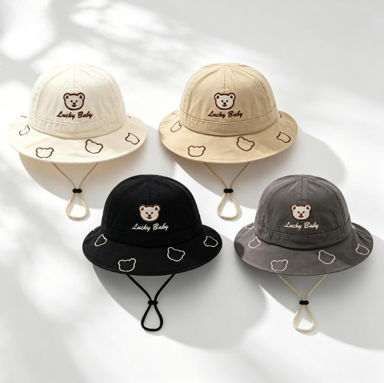 Kids Outdoor Hat - Topi Ember Bayi Beruang Kartun Lucu