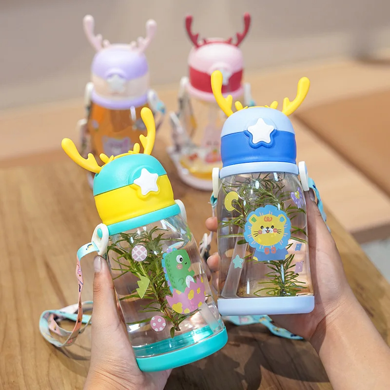 Outdoor Kid Friendly - Cangkir kedap air anak-anak, 600ml, penyedot