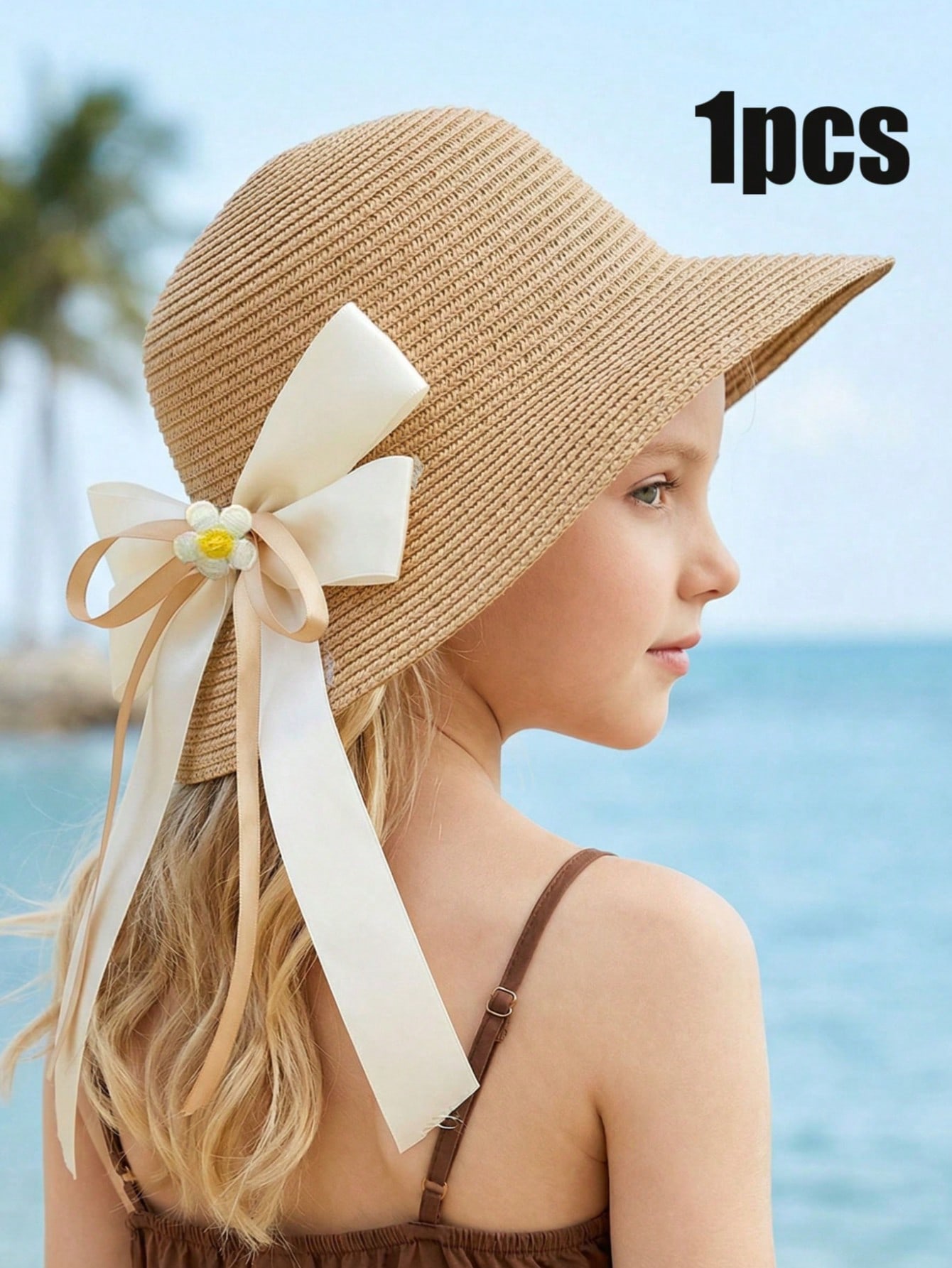 1 Buah Topi Jerami Pita Kopi u - Kids Outdoor Hat ulasan dan harga